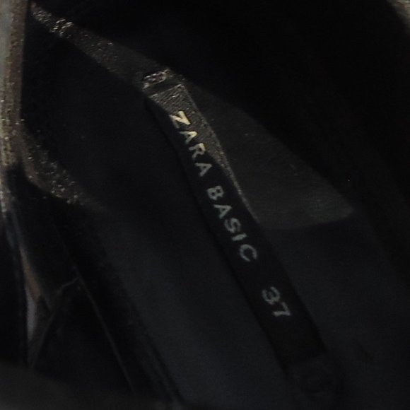 SIZE EU 37. ZARA BASIC wedge cut-out ankle booties buckle wingtip black. - Picture 15 of 16